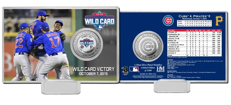 Highland Mint Chicago Cubs "2015 Wild Card Victory" Silver Coin Card 1