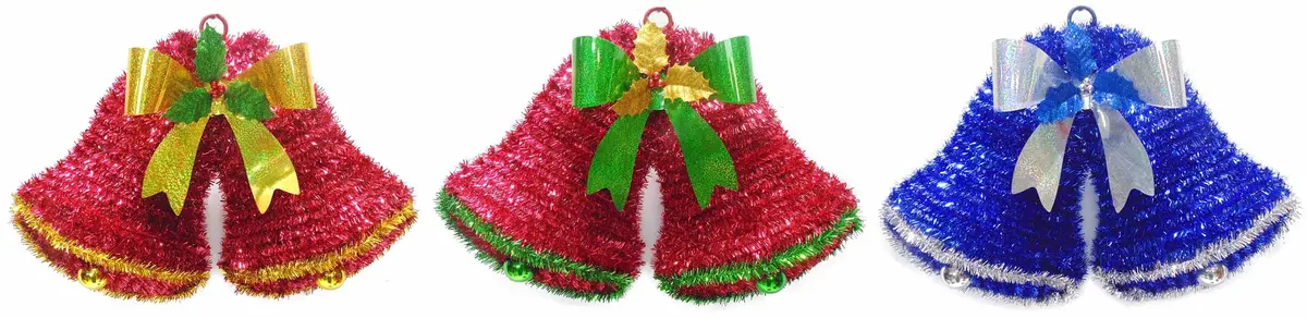 2D Double Bell Tinsel Wreath Wall Decor 1