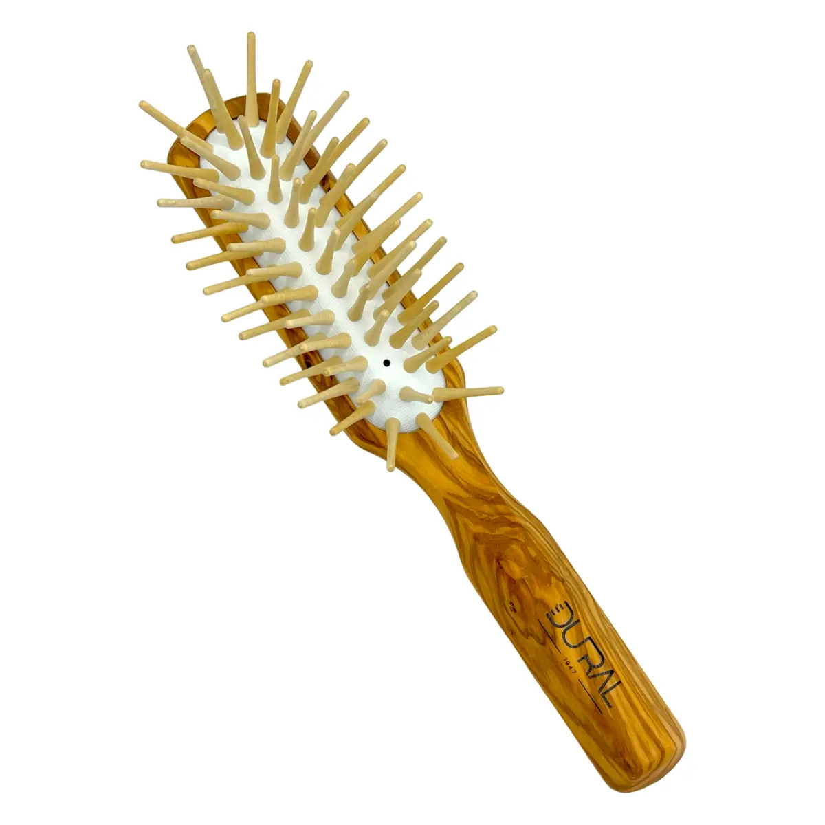 Pasteur Pharmacy Dural Olive Wood Rubber Cushion Hair Brush With Long Wooden Pins 1