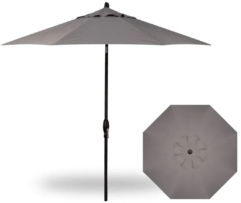 9' Auto Tilt Market Black Frame Charcoal Canopy Umbrella 1