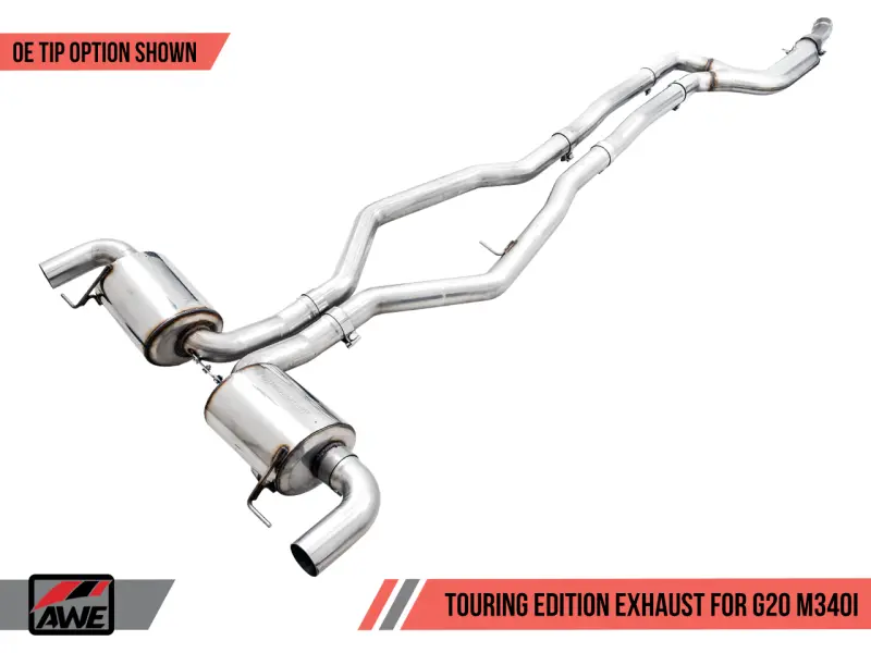 Awe Tuning Non-Resonated Touring Edition Exhaust For 2019+ Bmw M340I (G20) — Oem Tip Compatible 2