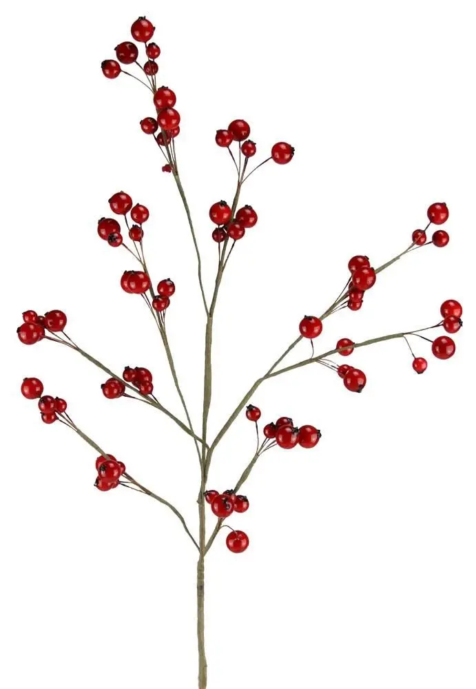 24.5" Mixed Size Shiny Red Hard Berry Spray 1