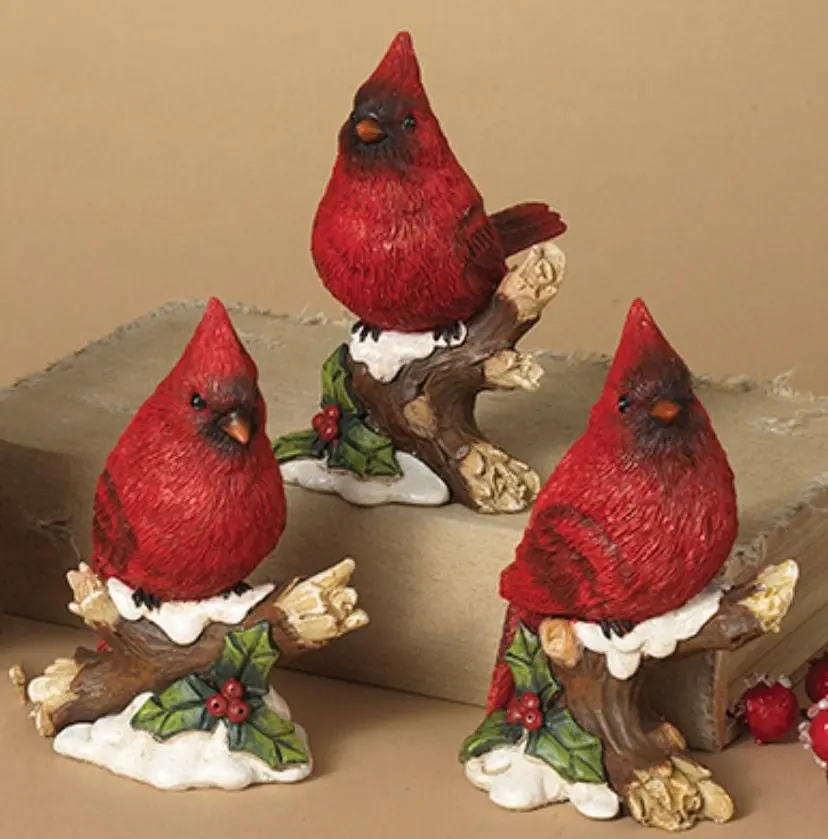 Cardinal On Snowy Branch Resin Decorative Accent 2