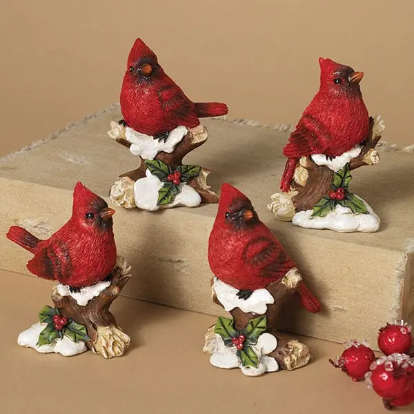 Cardinal On Snowy Branch Resin Decorative Accent 1