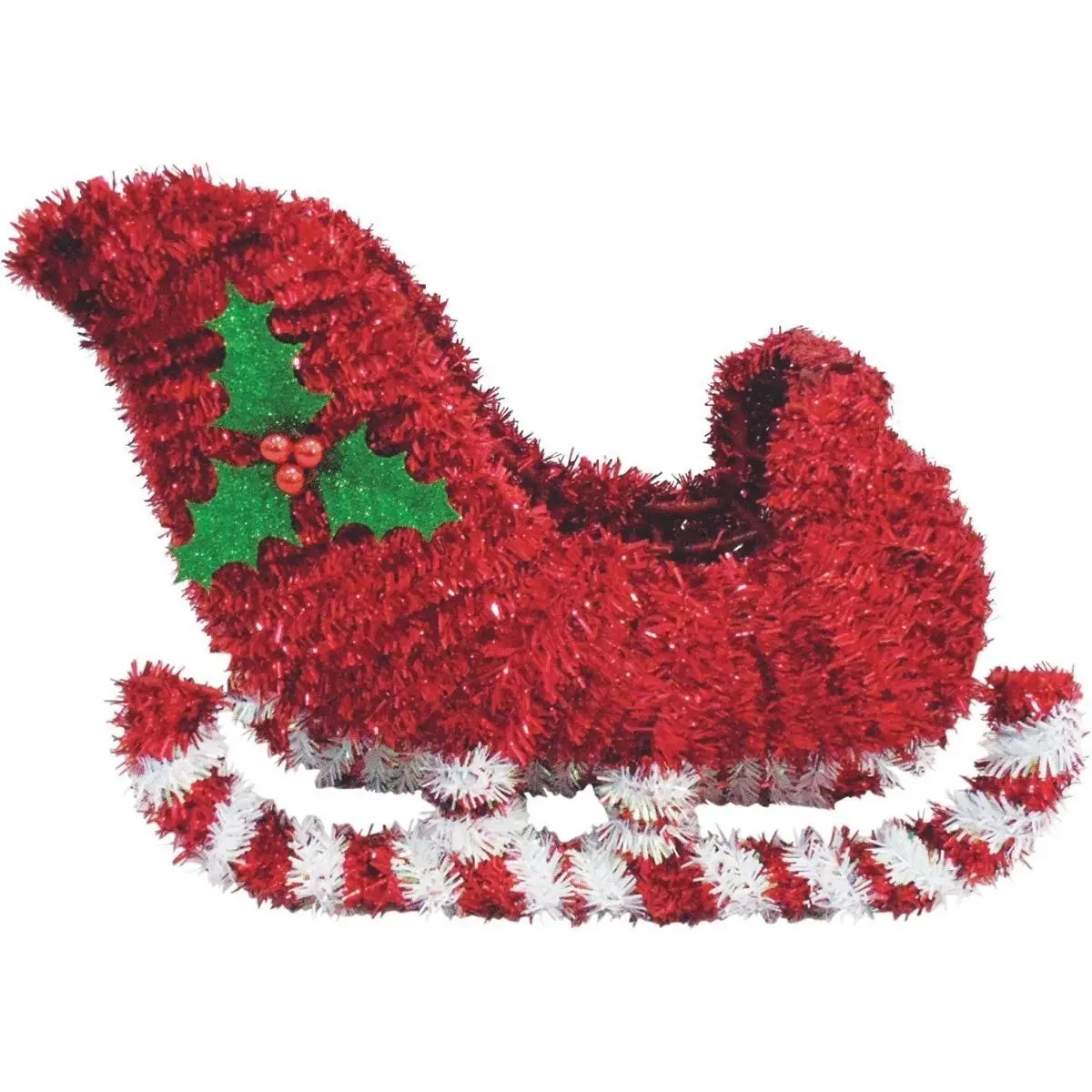 9" 3D Tinsel Sleigh Tabletop Decoration 1