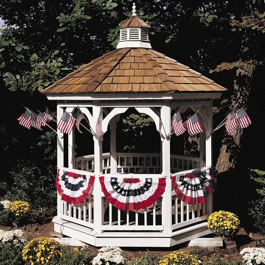Pleated Applique American Flag Patriotic Bunting 1
