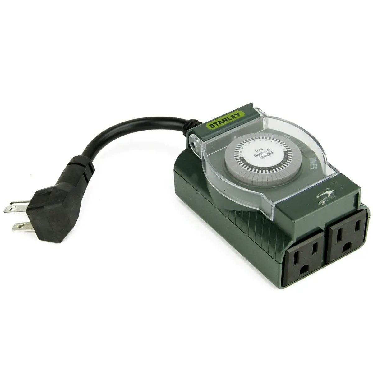 Stanley Timeit Outdoor Twin Grounded 2-Outlet Mechanical Timer 1