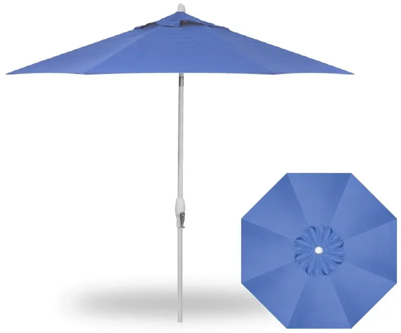 9' Auto Tilt Market White Frame Blue Sky Canopy Umbrella 1