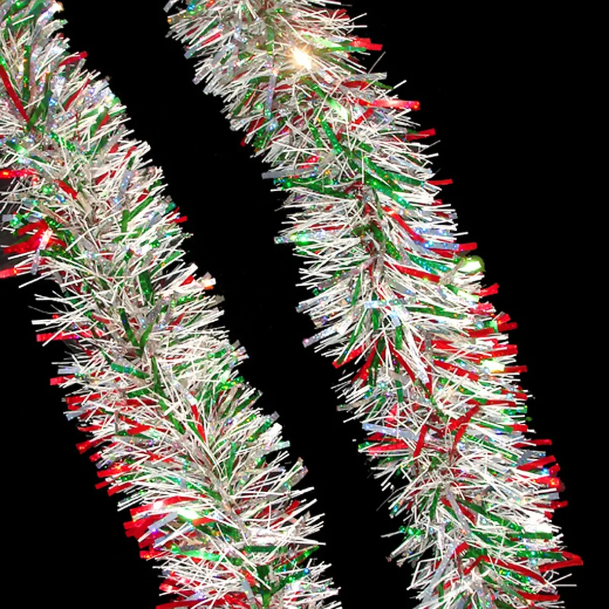 10' Wide Cut Snoblush Holographic Tinsel Garland 1