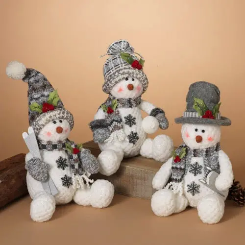 12" Plush Holiday Sitting Snowman 1