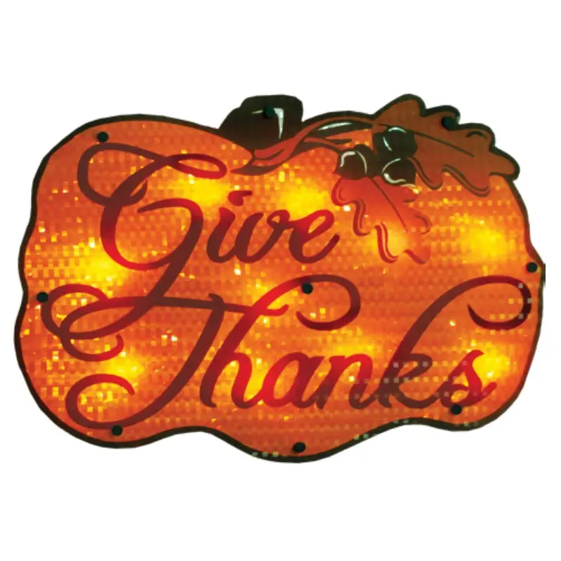 'Give Thanks' Harvest Shimmer Lighted Ornamental 1