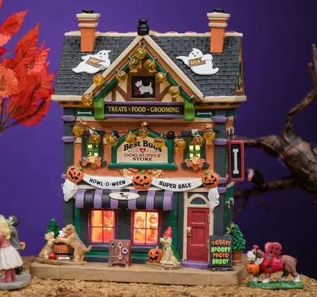 Lemax Spooky Town Best Buds Dog Supply Store #95459 2