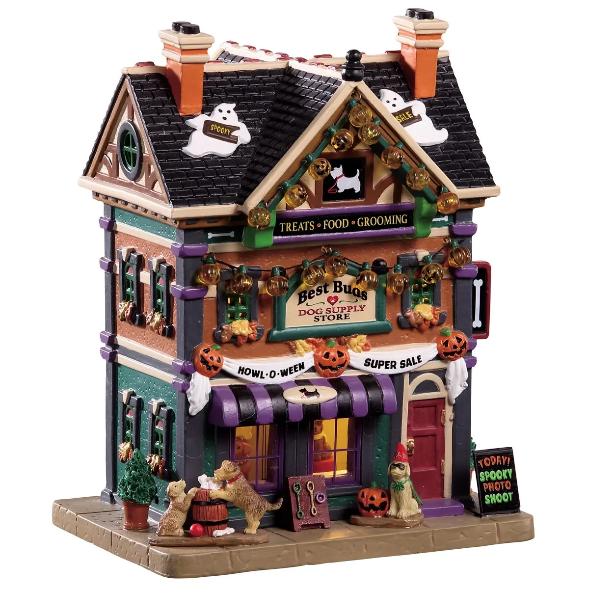 Lemax Spooky Town Best Buds Dog Supply Store #95459 1