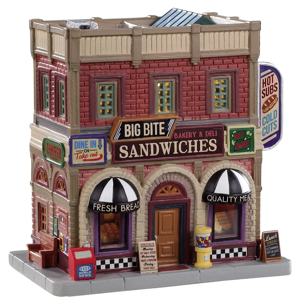 Lemax Jukebox Junction Lighted Building: Big Bite Sandwiches #95495 1
