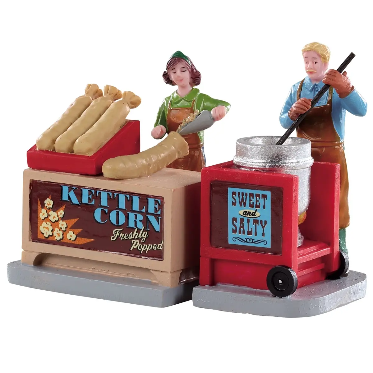 Lemax Caddington Village Figurines: Kettle Corn Stand, Set Of 2 #92746 1