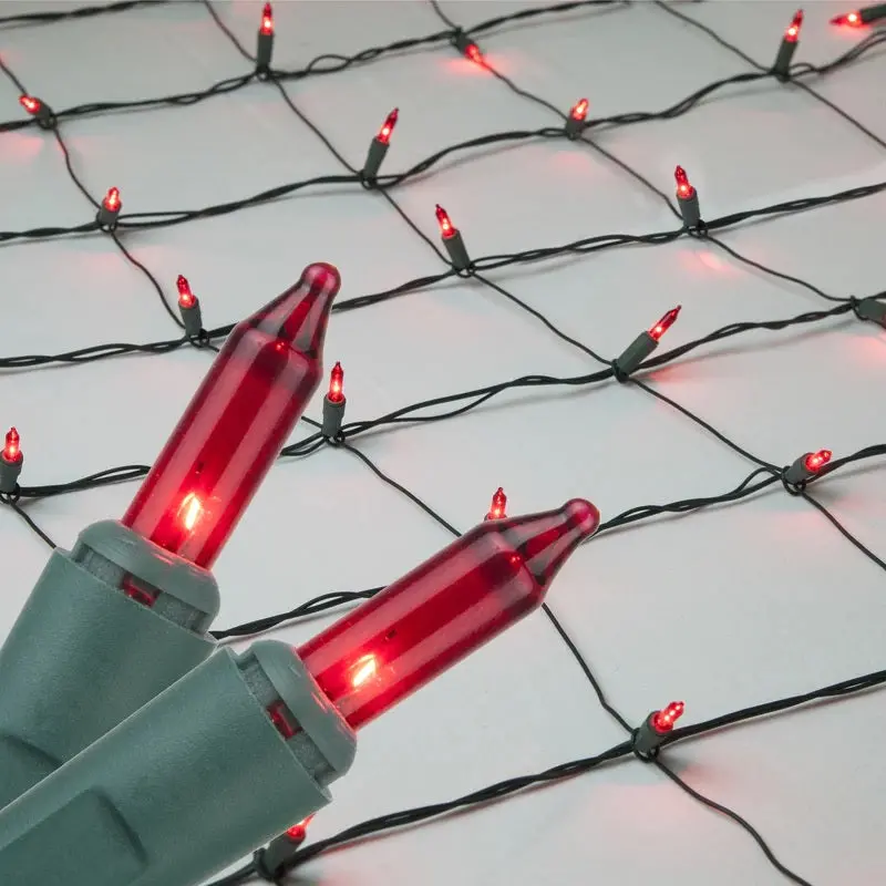 4' X 6' Incandescent Red Net Style Shrub Christmas Lights 1