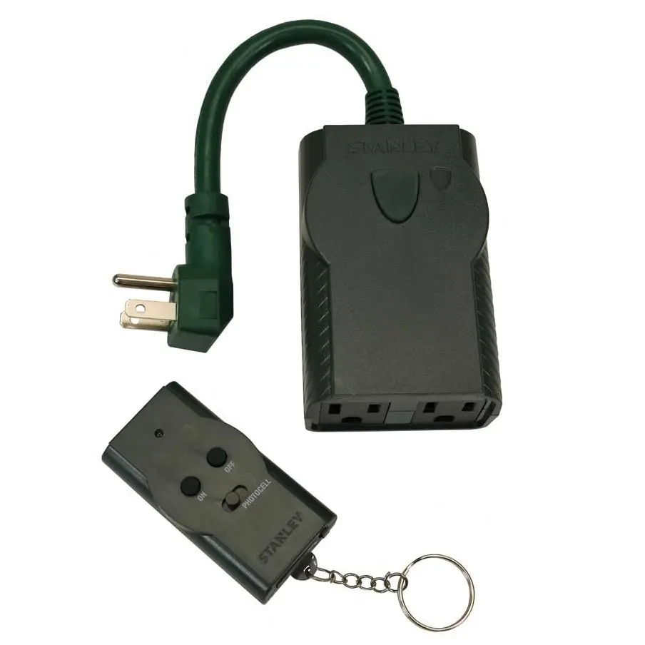 Stanley 2-Outlet Twin Outdoor Electrical Remote With Photocell Option 1