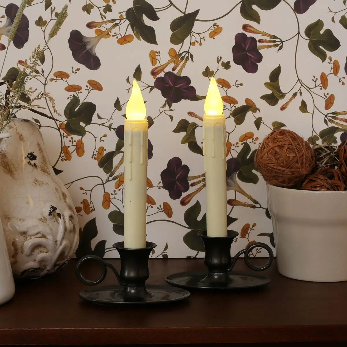 Ivory Drip Flameless Antique Bronze Timer Led Candle 1