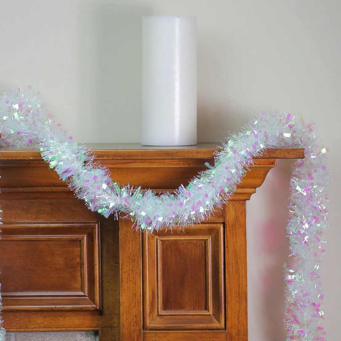 10' Fancy Iridescent Starburst Reusable Tinsel Garland 1