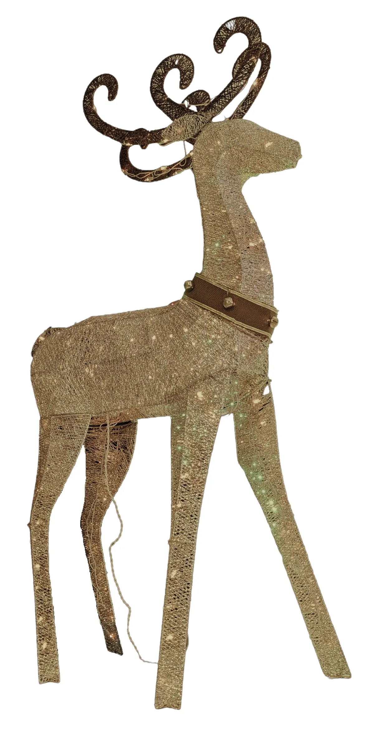60" Champagne Gold Lighted Standing Deer Outdoor Christmas Decoration 1
