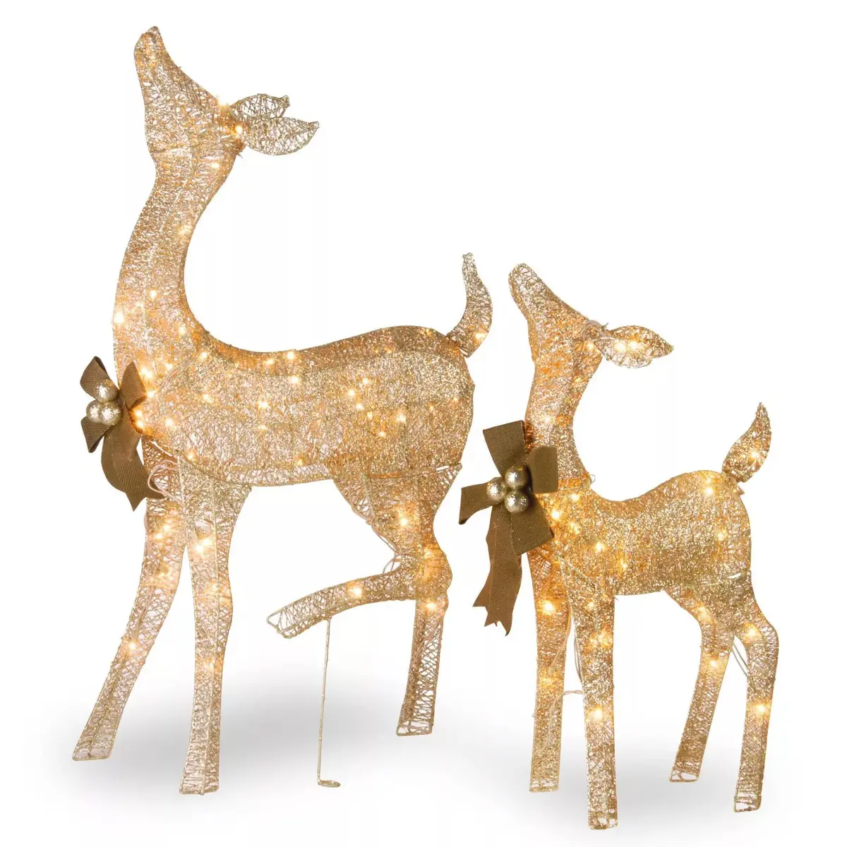 Pre-Lit Champagne Glitter Deer Decoration Lawn Figures 1