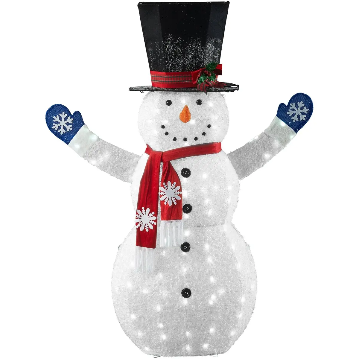 74" White Led Lighted Fluffy Glitter Snowman Outdoor Christmas Decoration 1