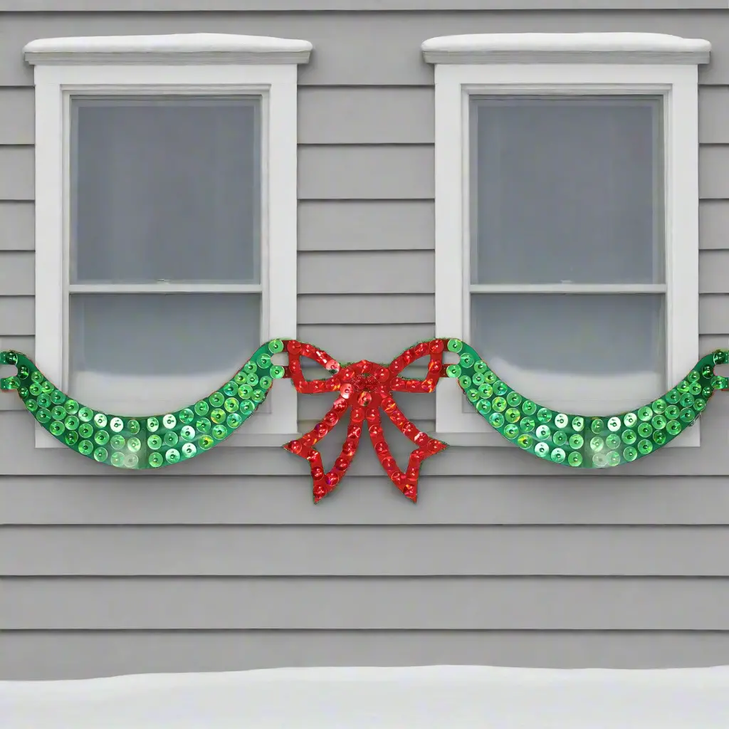6' Pre-Lit Dazzling Green Swag With Red Bow Hanging Decorative 1