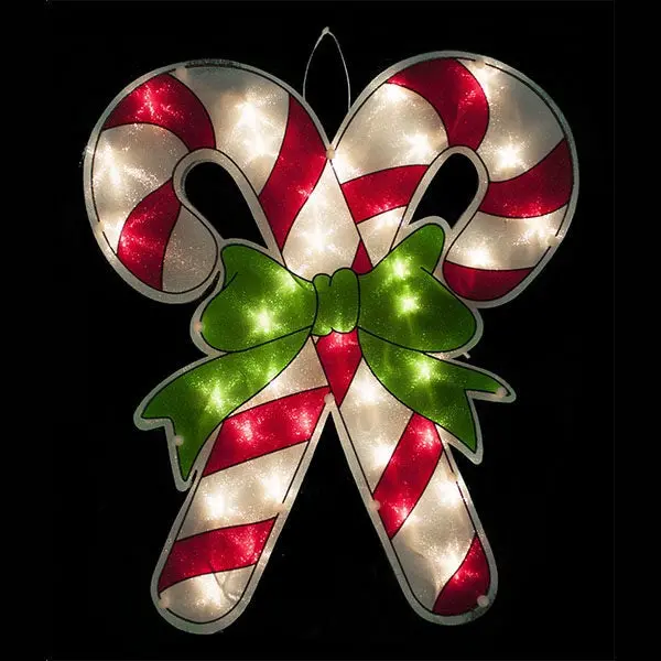 18" Glazed Double Candy Cane Window Plaque 1