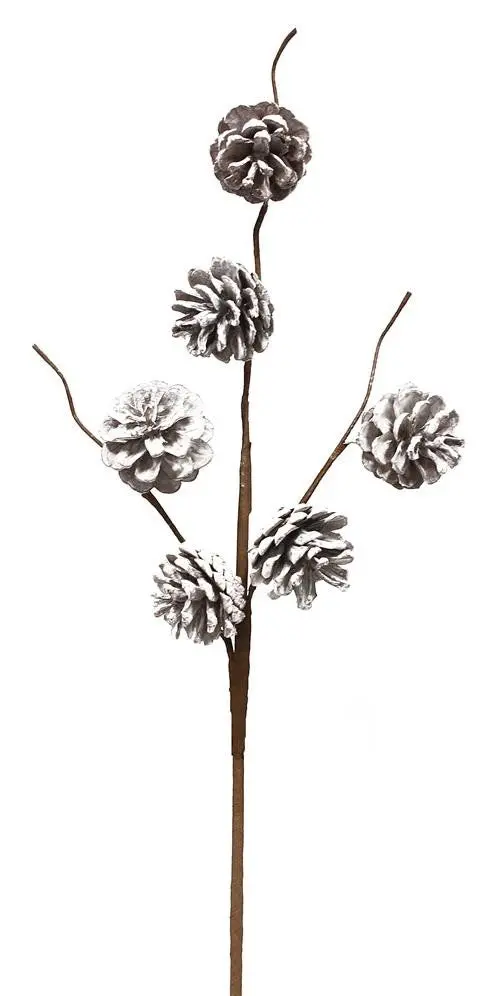 23" Snowy Pine Cone Floral Pick Spray 1