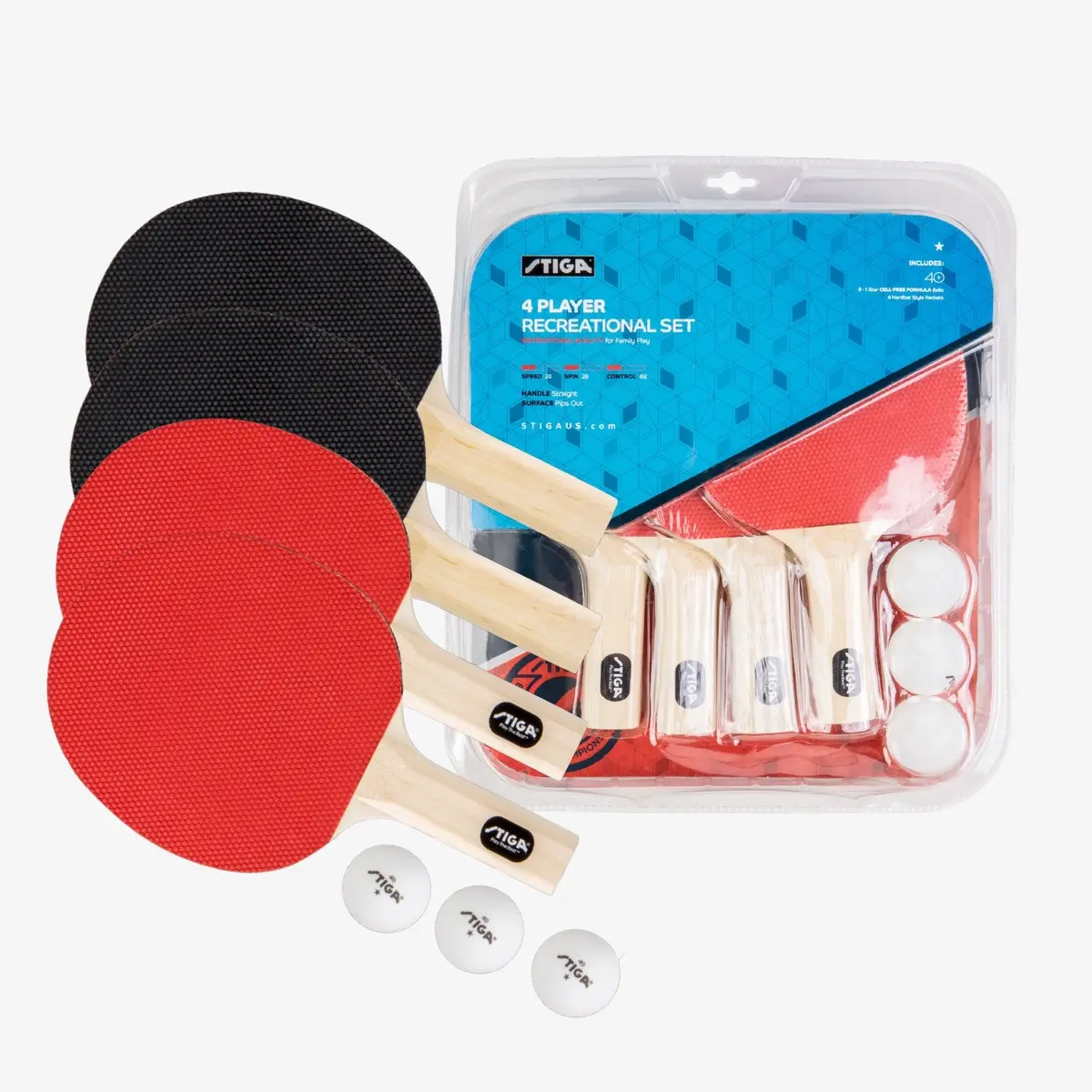 Stiga® Classic 4-Player Table Tennis Racket Set 1