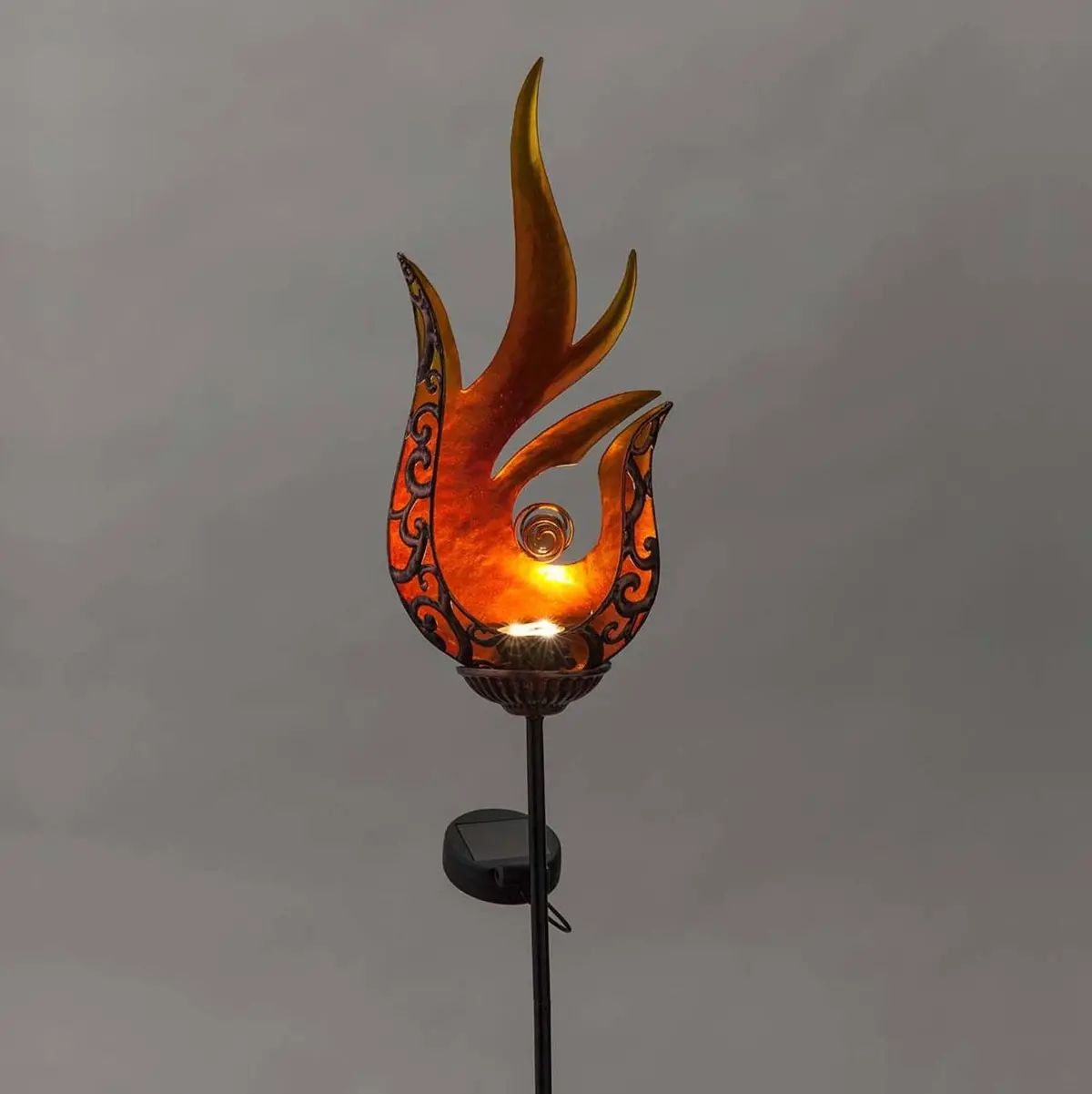 Flame-Shaped Lighted Solar Garden Stake 1