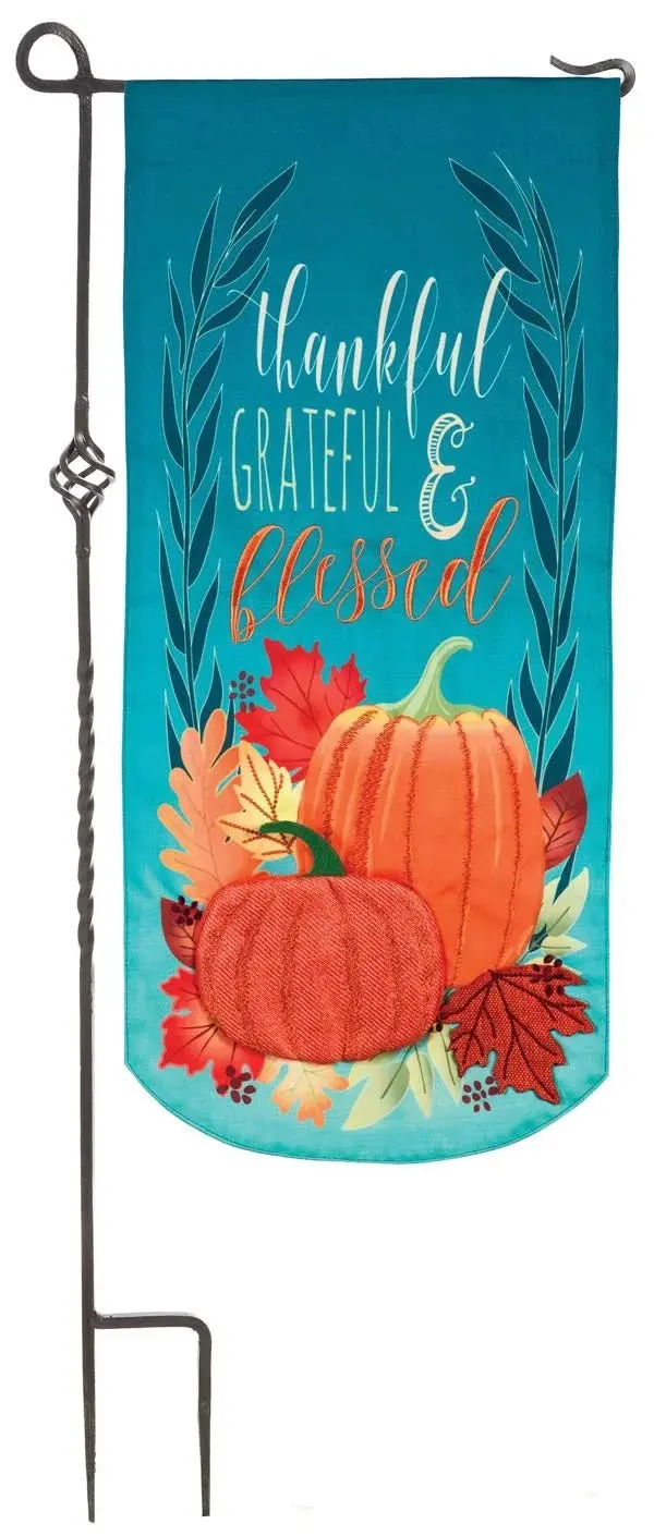 Thankful Grateful Blessed 2-Sided Polyester Garden Flag Banner 1
