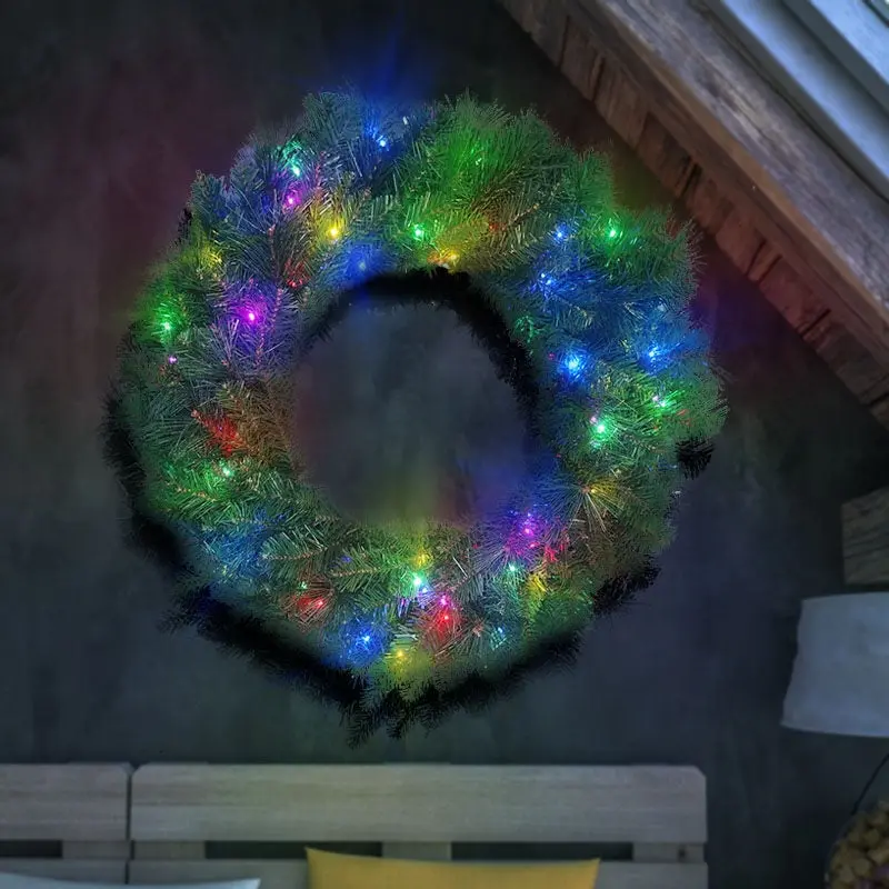 30" Mountain Spruce Wreath With 100 Starry Multi Led Lights 1