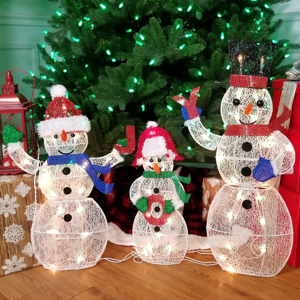 Glittering Snowman Family Sculptures, Set Of 3 1