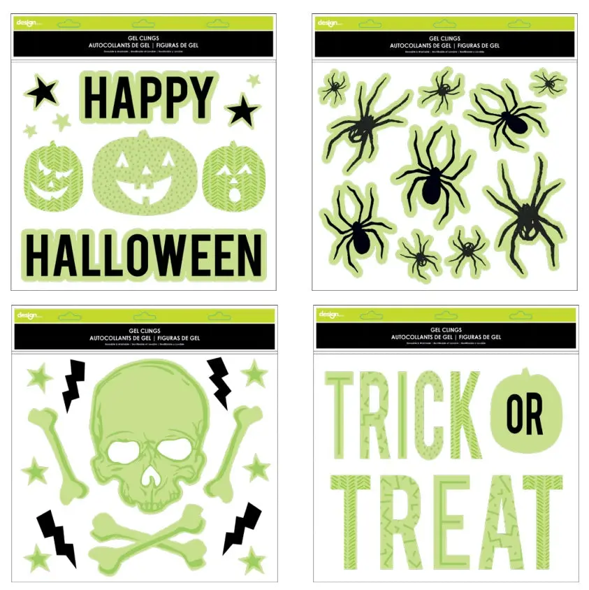 11.5" X 12" Glow In The Dark Halloween Gel Clings Assortment 1