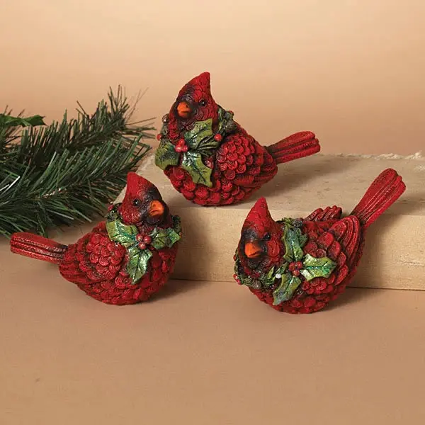5" Cardinal With Holly Shelf Sitter 1