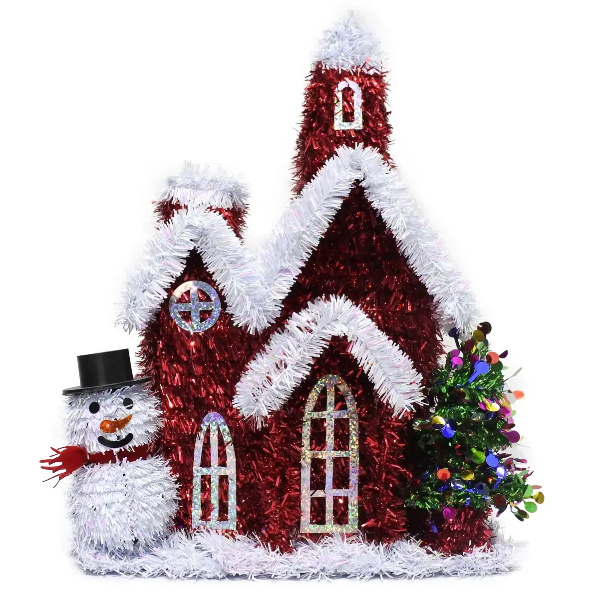 2D Tinsel Church Tabletop Holiday Decoration 1
