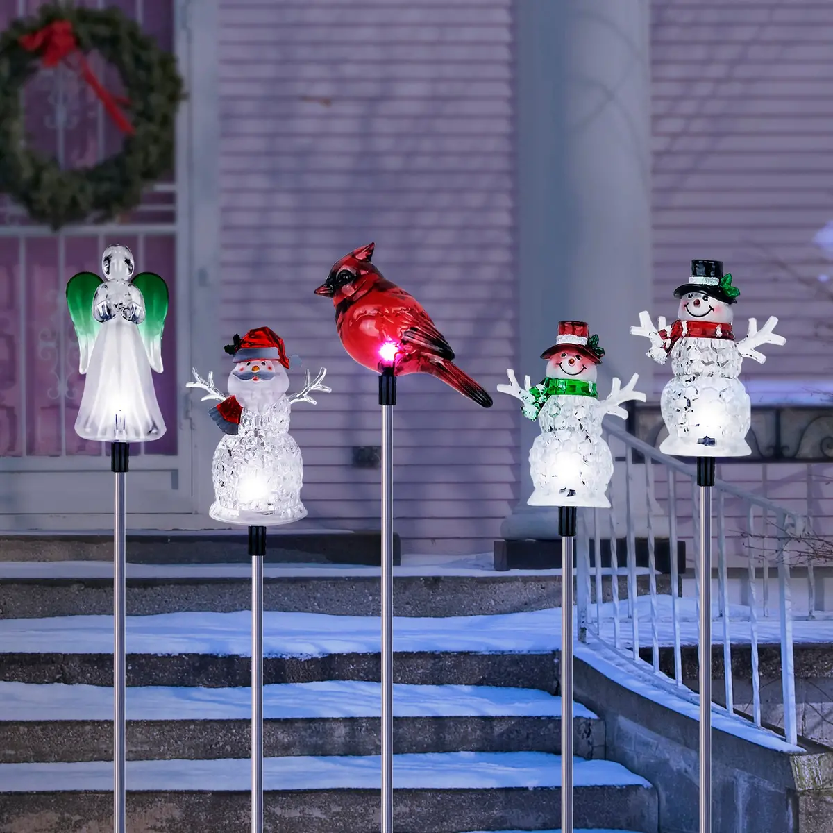 Solar-Powered Led Winter Icon Acrylic Garden Stake 1