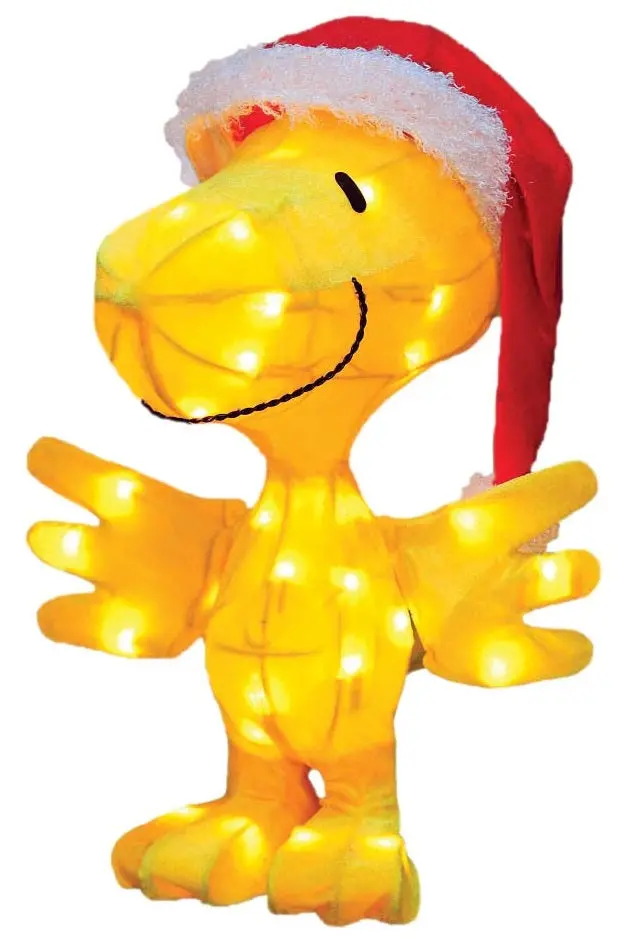 3D Lighted Woodstock In Santa Hat Sculpture 2