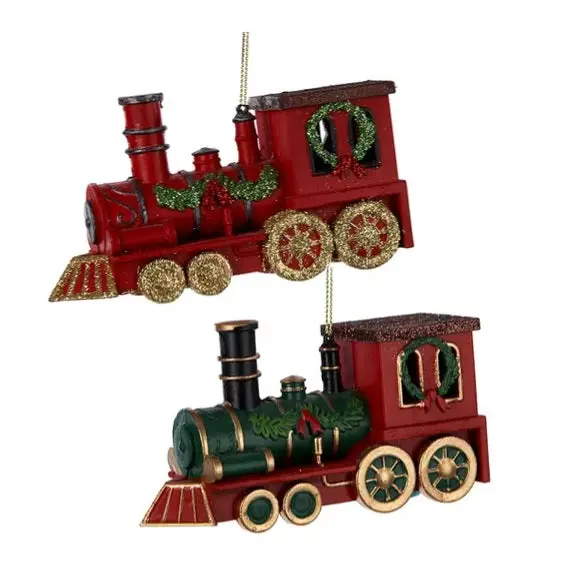 4.7" Red And Green Plastic Train Ornament 1