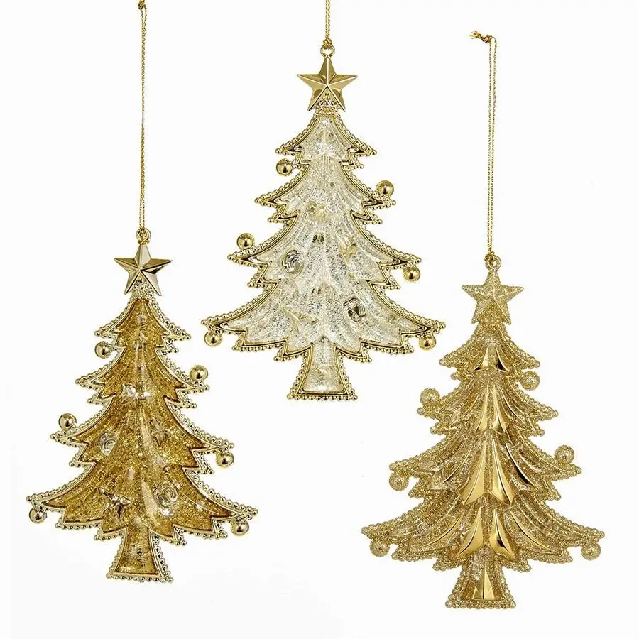 5" Gold Glitter Christmas Tree Acrylic Ornaments 1