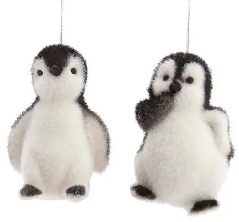3.5" Fluffy Flocked Penguin Tree Ornament 1