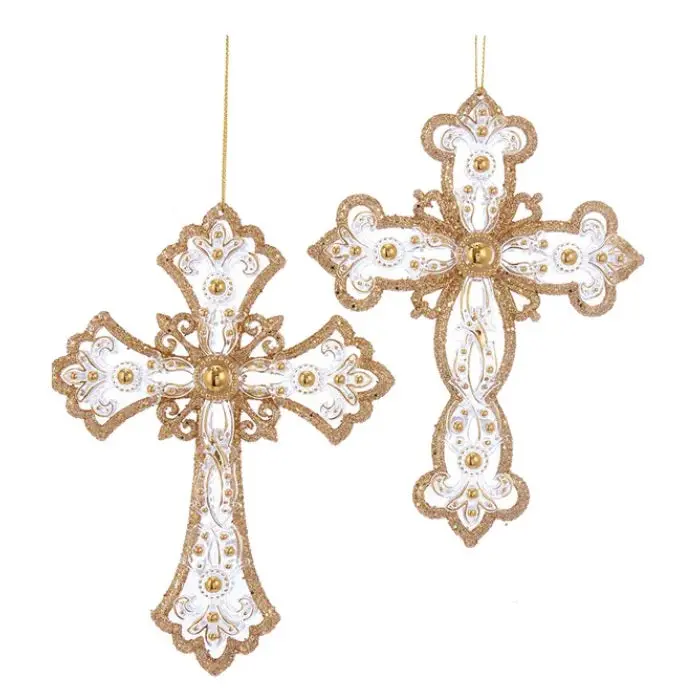 6.25" Gold And Silver Cross Ornament 1