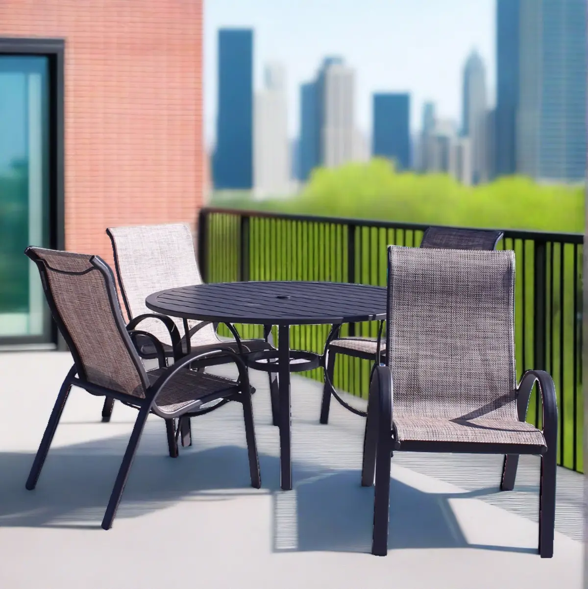 Dublin Brown Sling Patio Dining Sets 9
