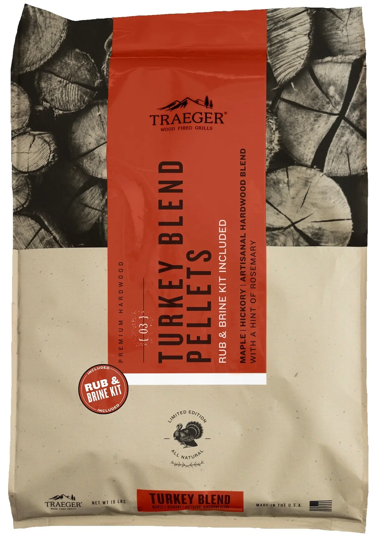 Traeger Turkey Blend With Brine Wood Pellets 20 Lb. Bag 1