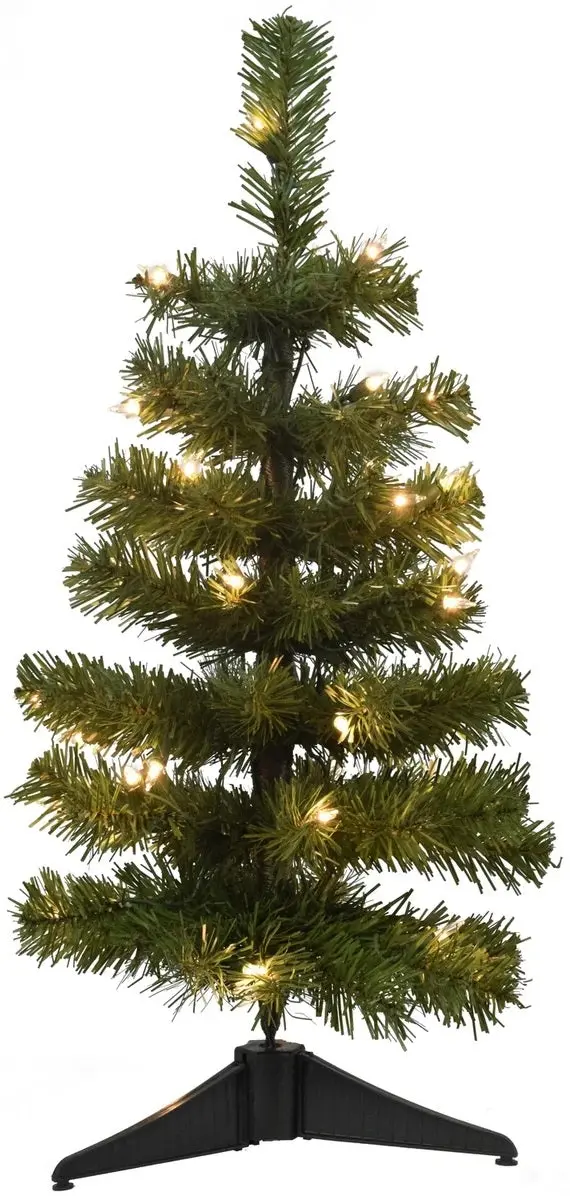 24" Mini Artificial Foyer Tree With Stand And Pre-Lit With Clear Lights 1