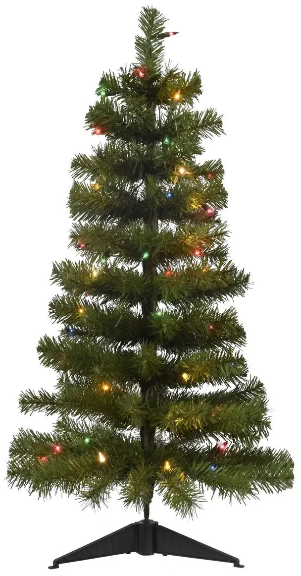 36" Mini Artificial Pre-Lit Foyer Tree With Stand 2