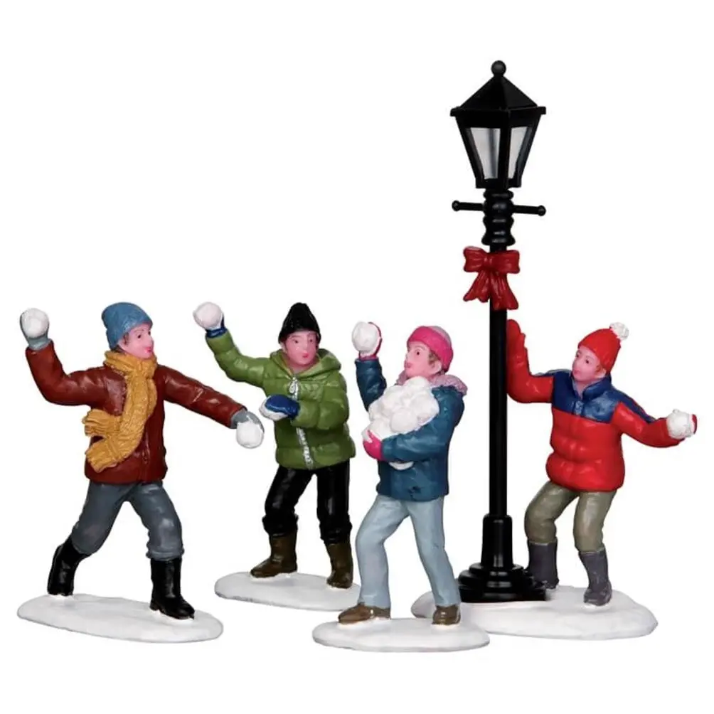 Lemax Vail Village Figurines: Snowball Fight, Set Of 4 #32133 1