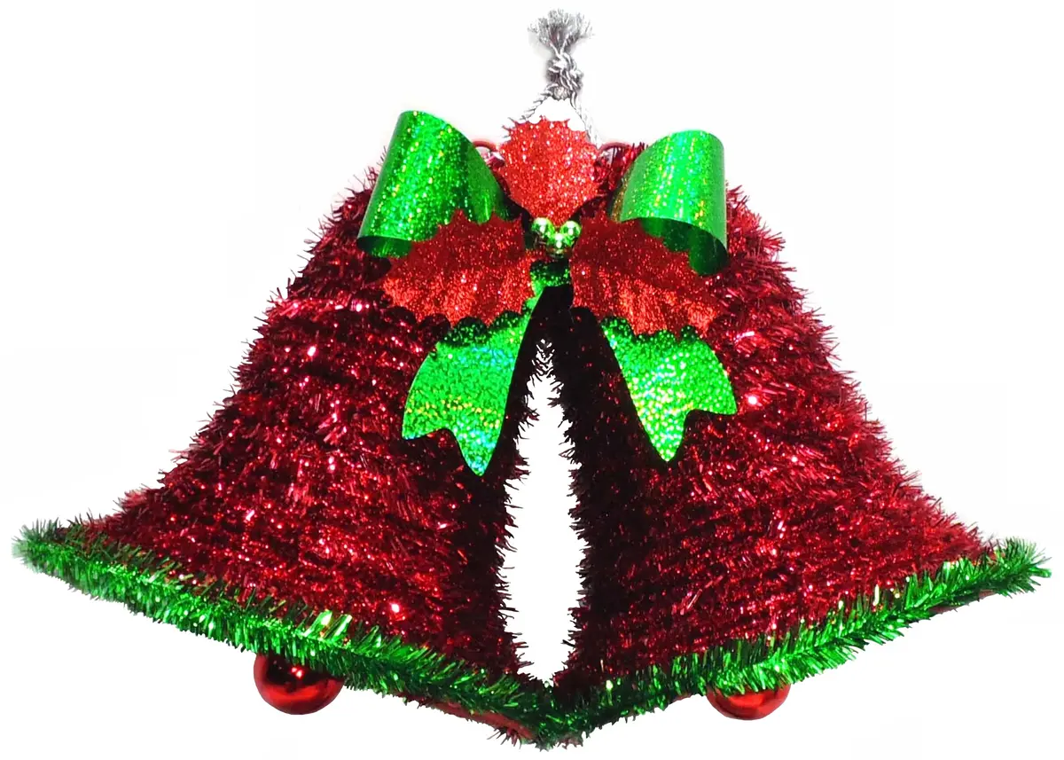 2D Double Bell With Holly Christmas Hanging Decoration 1