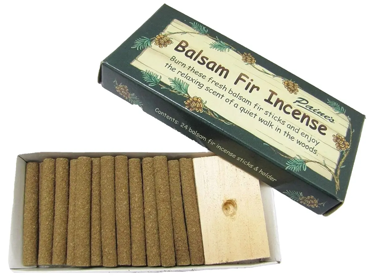 Set Of 24 Balsam Fir Incense Sticks & Holder 1